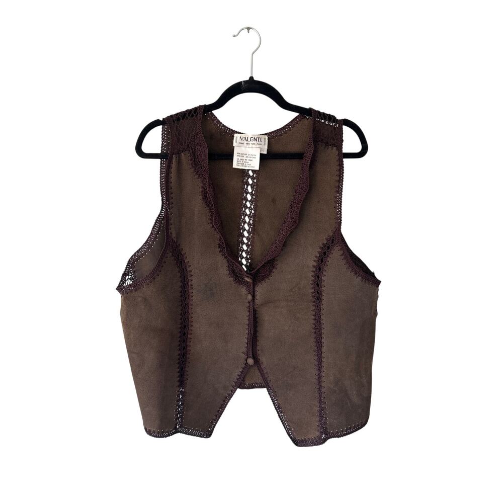 VTG Valenti Brown Leather Vest Large